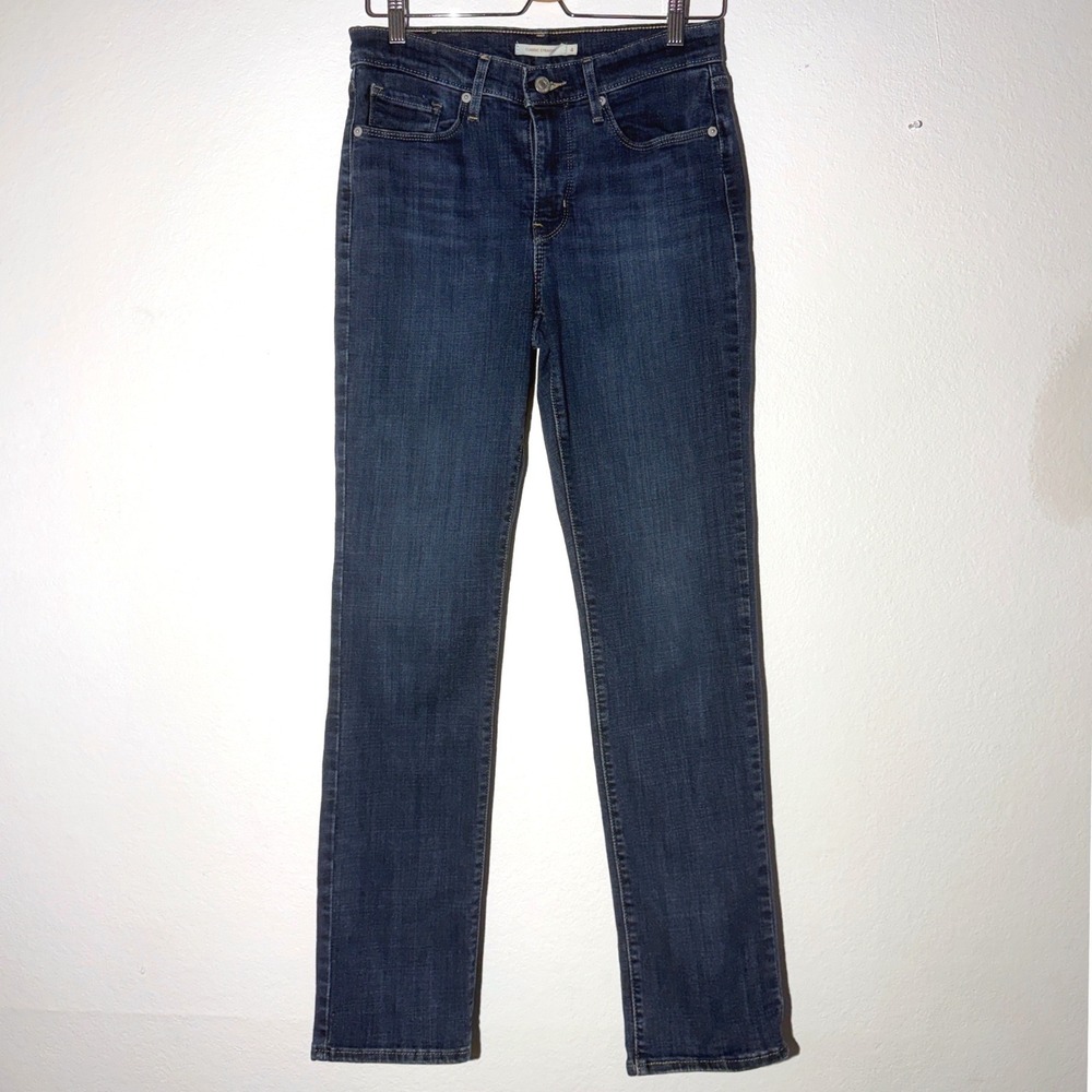 Levis Classic Straight Leg Jeans Dark Wash Denim W27 L32 Size 4L Mid Rise